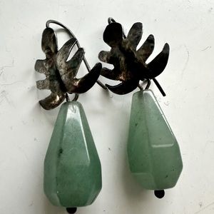 Sterling and aventurine drop earrings